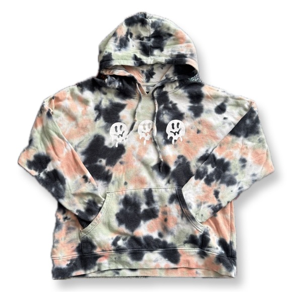 aLab Tops - ALab Tie-Dye Hoodie with Ghost Smiley Print